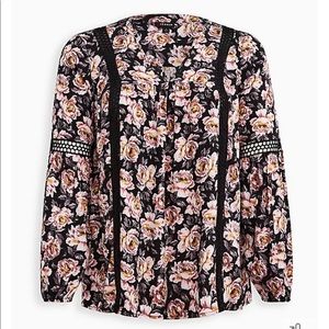Torrid Floral Blouse - Black and Pink